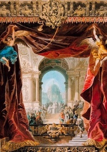 Rideau de manoeuvre, draperies d’avant-scène, atelier Séchan, Feuchère et Cie, 1836, destiné au théâtre de l’Odéon. © BnF / BMO.