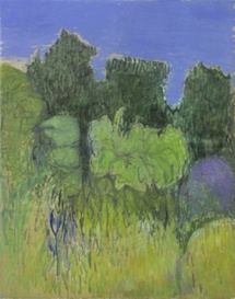 Jacques Truphénums,Verdure sur ciel bleu, Cévennes. 2010. Huile sur toile. 162x130. Galerie Claude Bernard