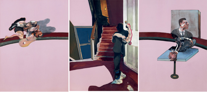 Francis Bacon. In Memory of George Dyer, 1971. Huile et letraset sur toile, triptyque, 198 x 147.50 cm. Fondation Beyeler - Beyeler Museum, Bâle