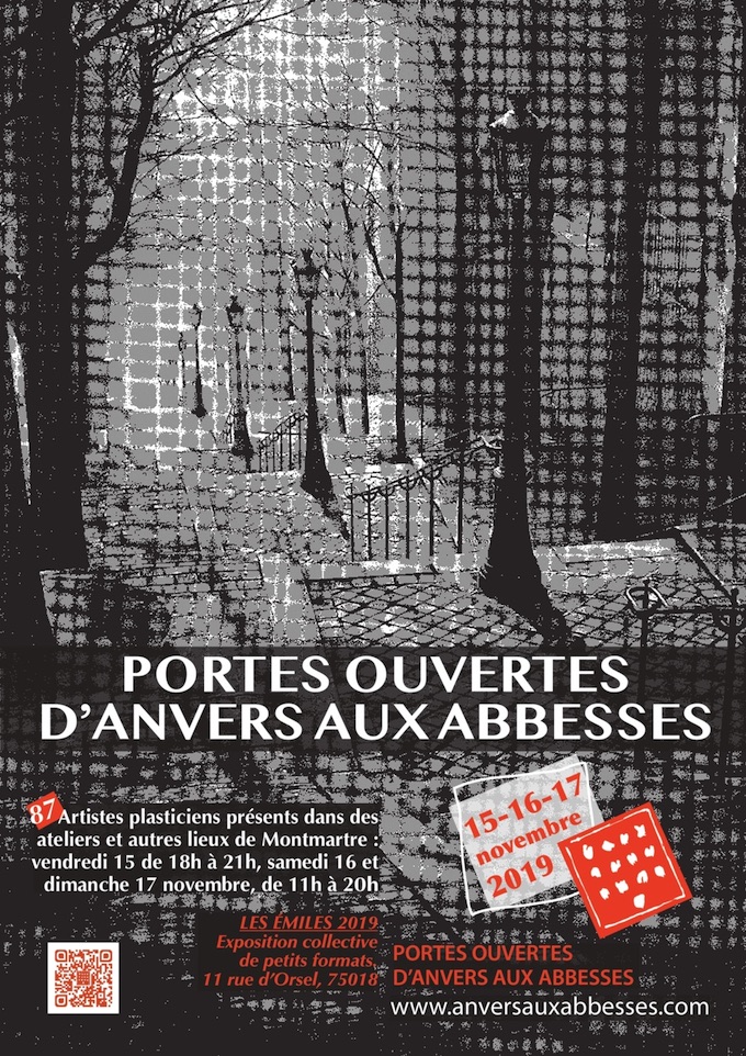 Paris. Portes ouvertes d'Anvers aux Abbesses. 87 artistes plasticiens ouvrent leurs portes à Montmartre les 15, 16 et 17/11/19