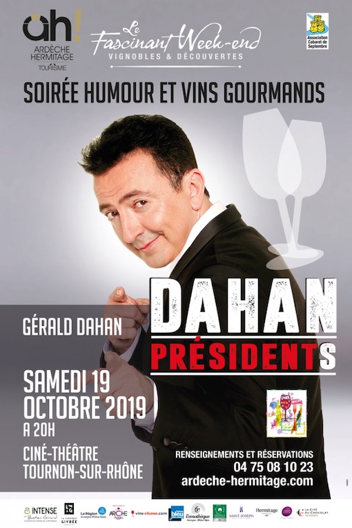 Tournon, Ciné-Théâtre, soirée Humour et Vins avec Gérald Dahan le 19/10/19 à 20h