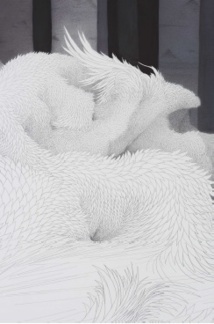 Fragment de l’installation Tissage, crayon et acrylique sur papier Canson, Min Jung-yeon 2019 © Thierry Estrade Courtesy : Min Jung-yeon & Galerie Maria Lund Fragment de l’installation Tissage, crayon et acrylique sur papier Canson, Min Jung-yeon 2019 © Thierry Estrade Courtesy : Min Jung-yeon & Galerie Maria Lund
