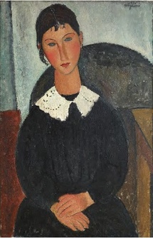 Amedeo Modigliani Elvire au col blanc (Elvire à la collerette) 1917 ou 1918 Huile sur toile, 92 x 65 cm. Collection privée © Photo : Pinacothèque de Paris