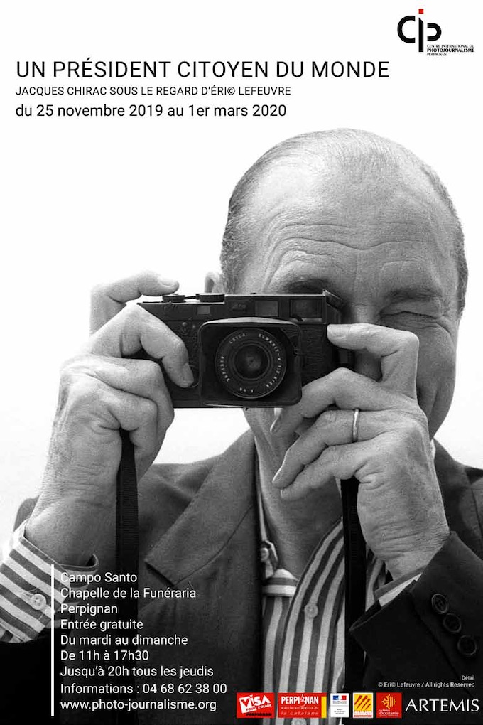 Un président citoyen du monde Jacques Chirac sous le regard d'Eric Lefeuvre du 25 novembre 2019 au 1er mars 2020, Campo Santo, Perpignan Un président citoyen du monde Jacques Chirac sous le regard d'Eric Lefeuvre du 25 novembre 2019 au 1er mars 2020, Campo Santo, Perpignan