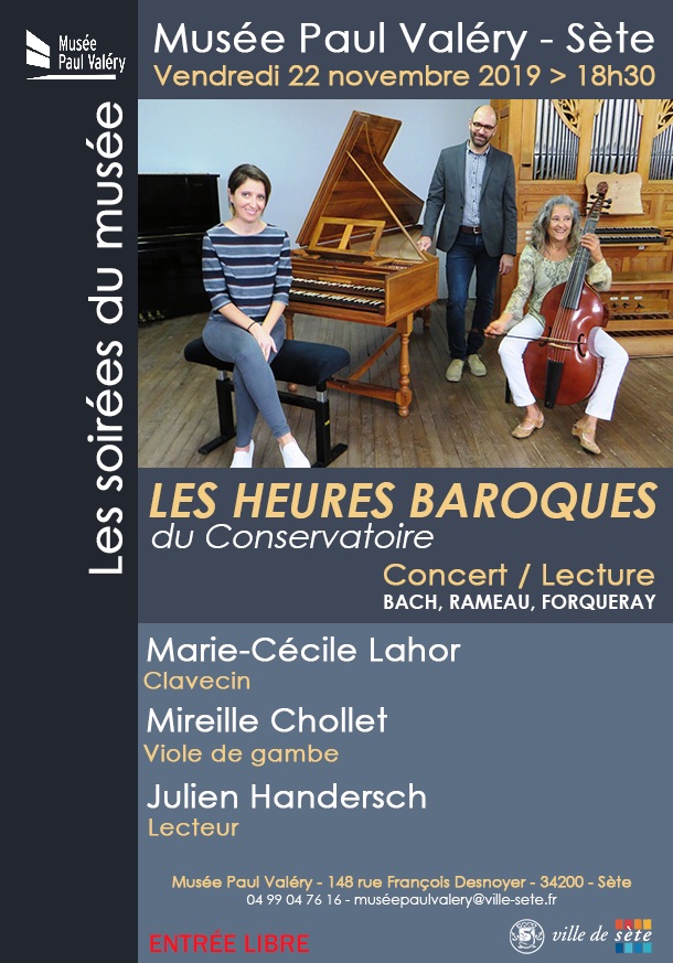 Les Heures Baroques du Conservatoire, vendredi 22 novembre - 18h30 au Musée Paul Valéry de Sète