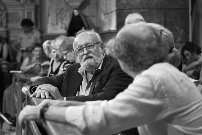 Krzysztof Penderecki en l'eglise de Molitg, été 2013 Krzysztof Penderecki en l'eglise de Molitg, été 2013
