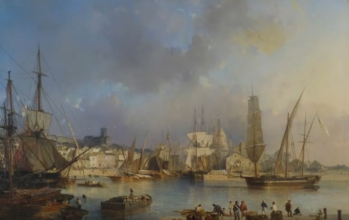 Julius Hintz (Hambourg, 1805 – Paris, 1862) Port de Sète, 1849 Huile sur toile, 75 x 112 cm Julius Hintz (Hambourg, 1805 – Paris, 1862) Port de Sète, 1849 Huile sur toile, 75 x 112 cm