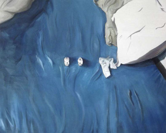 Valentin Goethals, Le Lit bleu, 2012, acrylique et huile sur toile, 130x162cm