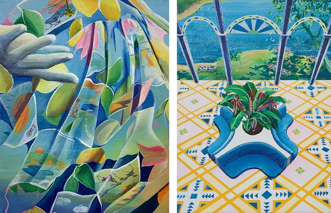 Soleil vert, 2020, Acrylique sur toile, 41 x 33 cm et Terra Nova, 2018 Acrylique sur toile, 33 x 24 cm © Adagp, Paris, 2020 Soleil vert, 2020, Acrylique sur toile, 41 x 33 cm et Terra Nova, 2018 Acrylique sur toile, 33 x 24 cm © Adagp, Paris, 2020