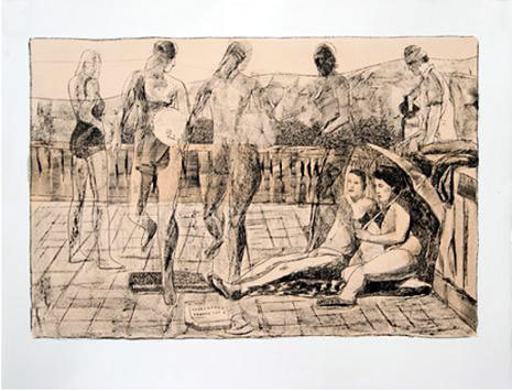 Marc Desgranchamps, La Terrasse IV 2010 lithographie 50 x 65 cm Marc Desgranchamps, La Terrasse IV 2010 lithographie 50 x 65 cm