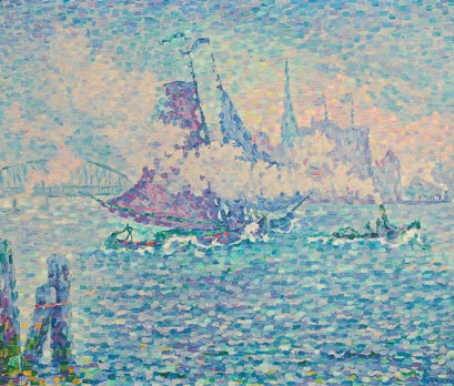 Paul Signac, Remorqueur dans le port de Rotterdam, 1906. Huile sur toile, 46 x 55 cm. Coll. Dr Vouillon ˝ Photo Chaintreuil ˝ Adagp, Paris 2012 Paul Signac, Remorqueur dans le port de Rotterdam, 1906. Huile sur toile, 46 x 55 cm. Coll. Dr Vouillon ˝ Photo Chaintreuil ˝ Adagp, Paris 2012