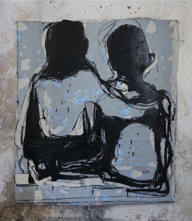 Blais Jean-Charles, 2020. Fusain, craie et huile sur affiches arrachées, 113 x 98 cm Blais Jean-Charles, 2020. Fusain, craie et huile sur affiches arrachées, 113 x 98 cm