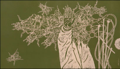 Sans titre. Bois gravé, 125 x 72 cm © DR Sans titre. Bois gravé, 125 x 72 cm © DR