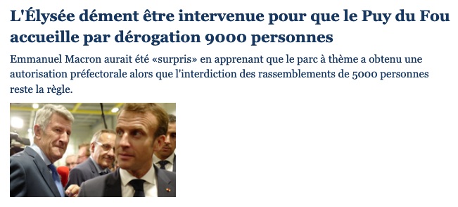 Puy du Fou : il n'y a pas de passe-droit. (In Le Figaro)