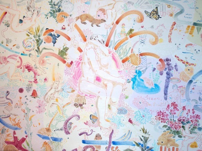 Kanaria. Espoir, 2020 Huile et crayon des couleurs sur toile, 97 x 130 cm