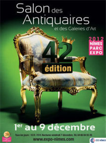 42e Salon des Antiquaires de Nîmes du 1er au 9 décembre 2012 au Parc Expo de Nîmes. 42e Salon des Antiquaires de Nîmes du 1er au 9 décembre 2012 au Parc Expo de Nîmes.