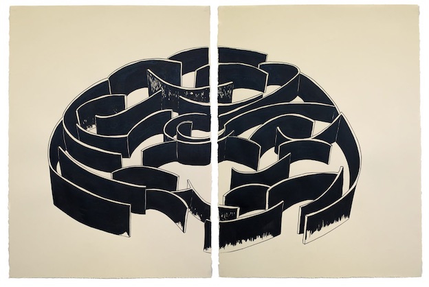 Pablo Reinoso Labyrinthe 11 Encre de chine sur papier 2020 © Rodrigo Reinoso