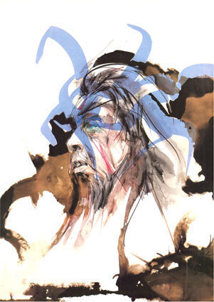 « Jacques Brel, L'homme de la Mancha » Lithographie couleurs in « œuvre poétique » de Jacques Brel édité par Israël, 1986