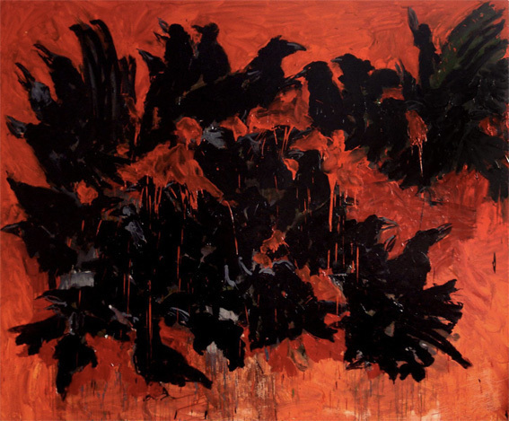 Sans ttitre (Corbeaux n°5) - Huile sur toile - 230x190cm - 2008