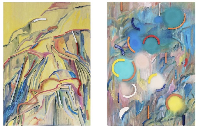 Lise Roussel Peinture-céramique I et II - 2019 70 x 50 cm acrylique, terre cuite et faïence émaillée sur bois Lise Roussel Peinture-céramique I et II - 2019 70 x 50 cm acrylique, terre cuite et faïence émaillée sur bois
