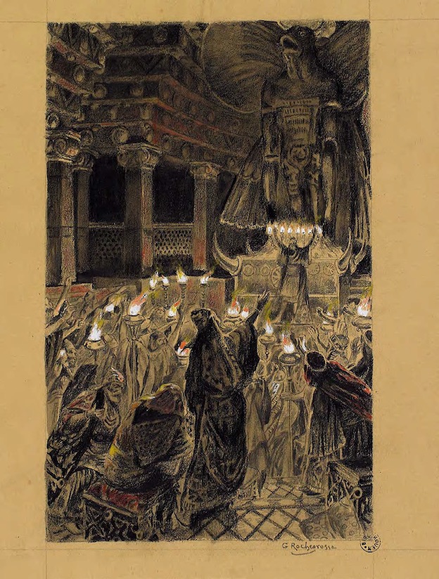 Georges-Antoine Rochegrosse, Salammbô, Hamilcar Barca dans le temple de Moloch, Tome I, p.144. Rouen, bibliothèque Villon Georges-Antoine Rochegrosse, Salammbô, Hamilcar Barca dans le temple de Moloch, Tome I, p.144. Rouen, bibliothèque Villon