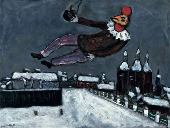 Homme-coq au-dessus de Vitebsk Marc Chagall, 1925 collection privée huile sur carton, 49 x 64,5 cm © ADAGP, Paris 2013 / CHAGALL ® © collection privée