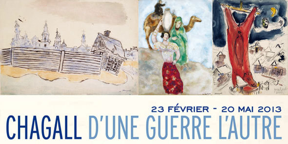 Chagall
, d'une guerre l'autre, au musée national Marc Chagall
Nice, du 23 février au 20 mai 2013 Chagall
, d'une guerre l'autre, au musée national Marc Chagall
Nice, du 23 février au 20 mai 2013