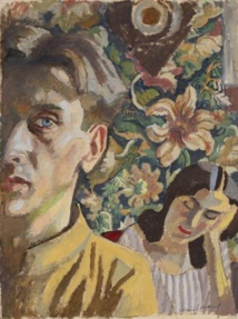 Louis Bouquet, Autoportrait au papier-peint, vers 1918.  © ADAGP, Paris, 2021. © Lyon MBA/ M. Couderette