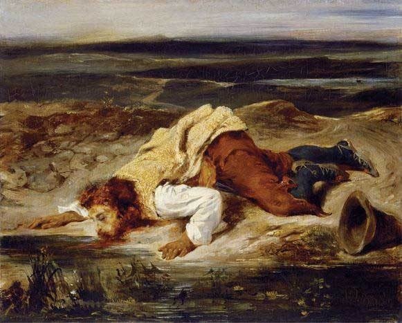Eugène Delacroix, Brigand blessé, vers 1825, huile sur toile, 32,7 x 10,8 cm © Kunstmuseum Basel, © Martin P Bühler Eugène Delacroix, Brigand blessé, vers 1825, huile sur toile, 32,7 x 10,8 cm © Kunstmuseum Basel, © Martin P Bühler