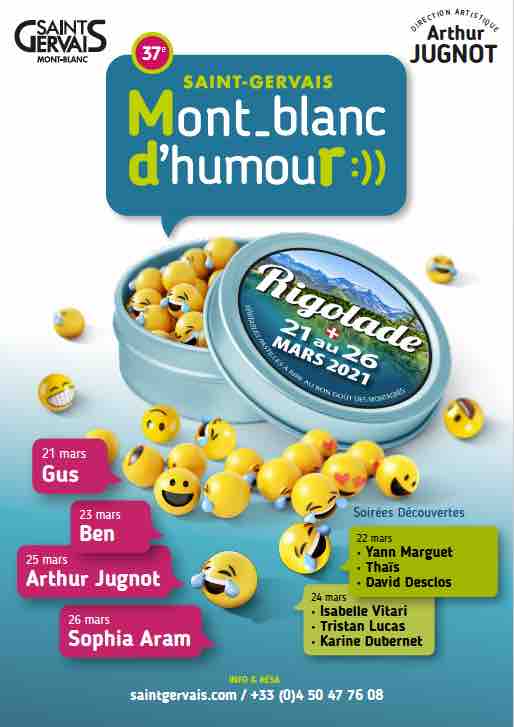 37e Saint-Gervais mont-Blanc d’humour du 21 au 26 mars 2021, demandez le programme !