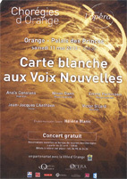 Carte blanche aux voix nouvelles samedi 11 mai 2013, à 20h30, au Palais des Princes d’Orange dans le cadre de « Tous à l’Opéra », 7e édition / Journées Européennes de l’Opéra
