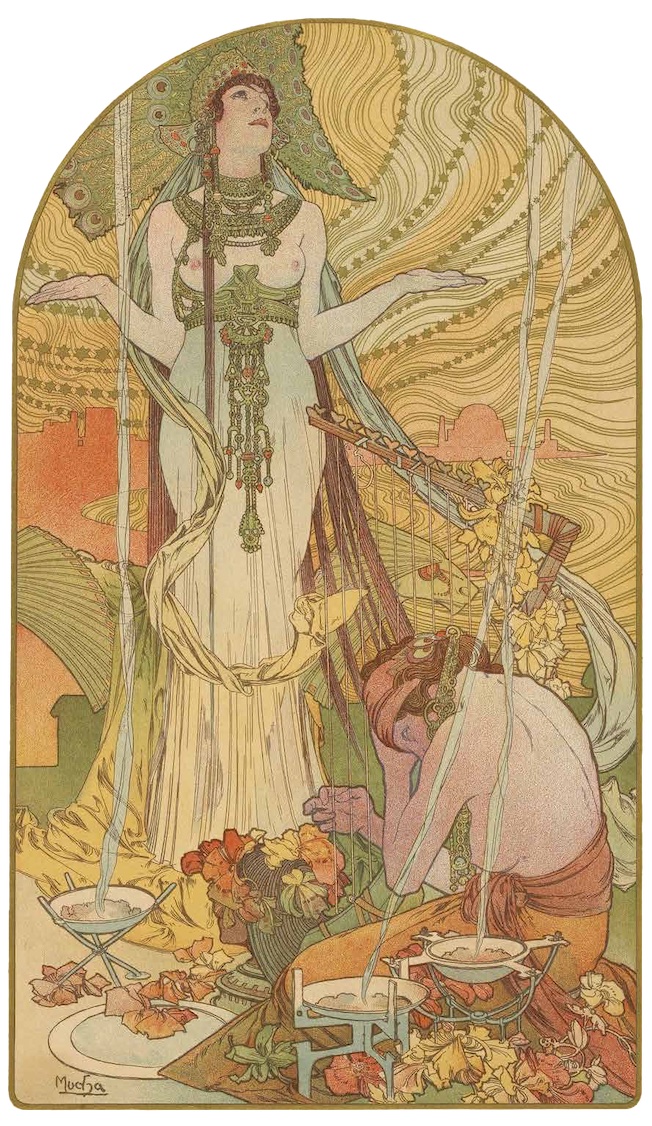 Alfons Mucha, Salammbô, 1897, lithographie, Rouen, Bibliothèque Villon Alfons Mucha, Salammbô, 1897, lithographie, Rouen, Bibliothèque Villon