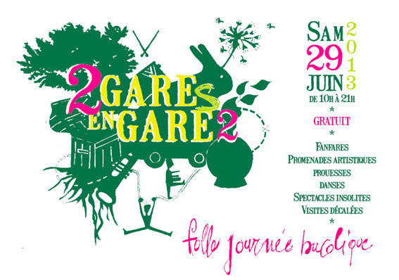 2 Gares en Gare – Folle journée bucolique, 2ème édition, samedi 29 juin 2013 de 10h à 20h00 à La Gare à Coulisses (Eurre, Drôme) et à La Gare des Ramières (Allex, Drôme)) 2 Gares en Gare – Folle journée bucolique, 2ème édition, samedi 29 juin 2013 de 10h à 20h00 à La Gare à Coulisses (Eurre, Drôme) et à La Gare des Ramières (Allex, Drôme))
