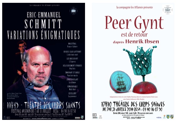 Avignon, festival Off 2021 : Variations énigmatiques d’E-E Schmitt et Peer Gynt est de retour d'après Ibsen. Théâtre des Corps-Saints du 7 au 31 juillet