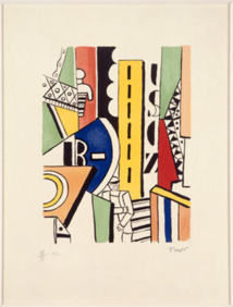 Fernand Léger, L'homme dans la ville, planche 4 de l'album lithographique La Ville,  Paris, Tériade Editeur, 1959, donation Nadia Léger et Georges Bauquier au musée national Fernand Léger © RMN-Grand Palais / Gérard Blot © Adagp, Paris 2013