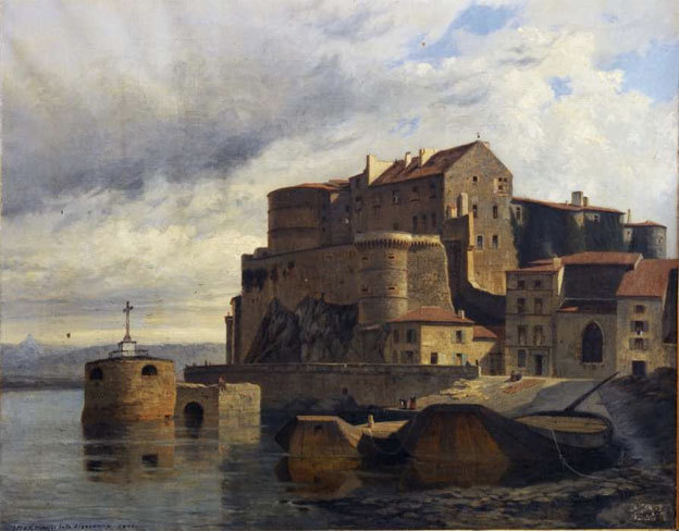 Max Monier de la Sizeranne. Le Château et le port Saint-François de Tournon, 1866, huile sur toile, 61 x 76 cm, collection Château-musée de Tournon