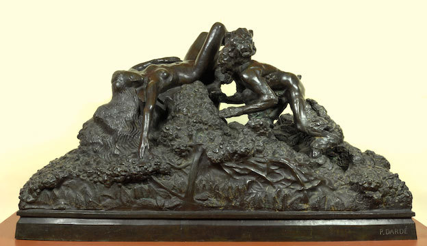Paul Dardé, Faune guettant une nymphe, 1924, Bronze, 70x130x63, Collection du Musée de Lodève