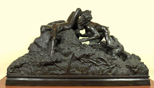 Paul Dardé, Faune guettant une nymphe, 1924, Bronze, 70x130x63, Collection du Musée de Lodève Paul Dardé, Faune guettant une nymphe, 1924, Bronze, 70x130x63, Collection du Musée de Lodève