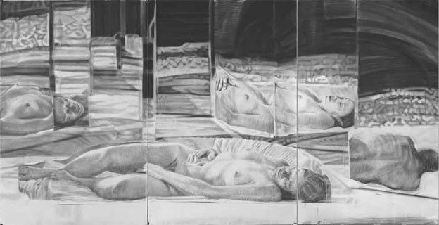 Il Miroir, fusain et graphite sur papier 195 x 387 cm, 2012