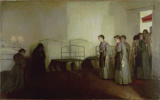 Gioacchino TOMA (1836-1891) Le Viatique de l’orpheline (Les Orphelines) 1877 Huile sur toile © Rome, Galleria Nazionale d’Arte Moderna e Contemporanea