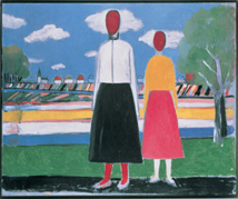Kazimir Malevich. Two Figures in a Landscape, 1931-32. Oil on canvas, 48 x 58.5 cm , Collection Merzbacher Kunststiftung