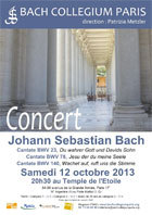 Concert : Cantates de Bach et Motets de Reger par le Bach Collegium Paris le 12 octobre 2013