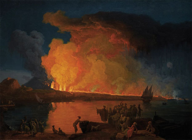 Pierre-Jacques VOLAIRE (Toulon, 1729 – Naples, ca. 1799) L’éruption du Vésuve du 15 juin 1794 Huile sur toile, H. : 66,5 x L. : 92 cm Pierre-Jacques VOLAIRE (Toulon, 1729 – Naples, ca. 1799) L’éruption du Vésuve du 15 juin 1794 Huile sur toile, H. : 66,5 x L. : 92 cm