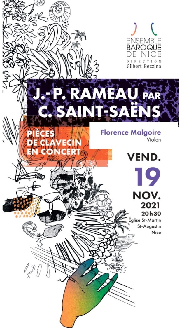 Nice, Eglise St Martin-St Augustin. Rédécouvrez Rameau sous la plume de Saint-Saëns. Ensemble Baroque de Nice Florence Malgoire, violon. 19/11/21