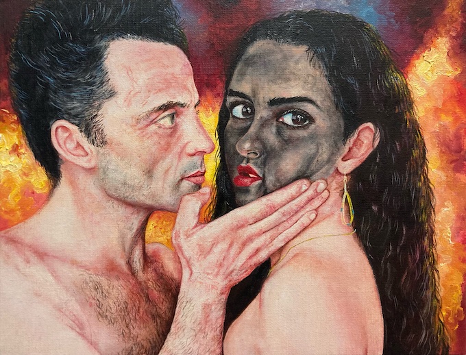 Nazanin Pouyandeh, Sans-titre, 2016, Huile sur toile, 27 x 35 cm.