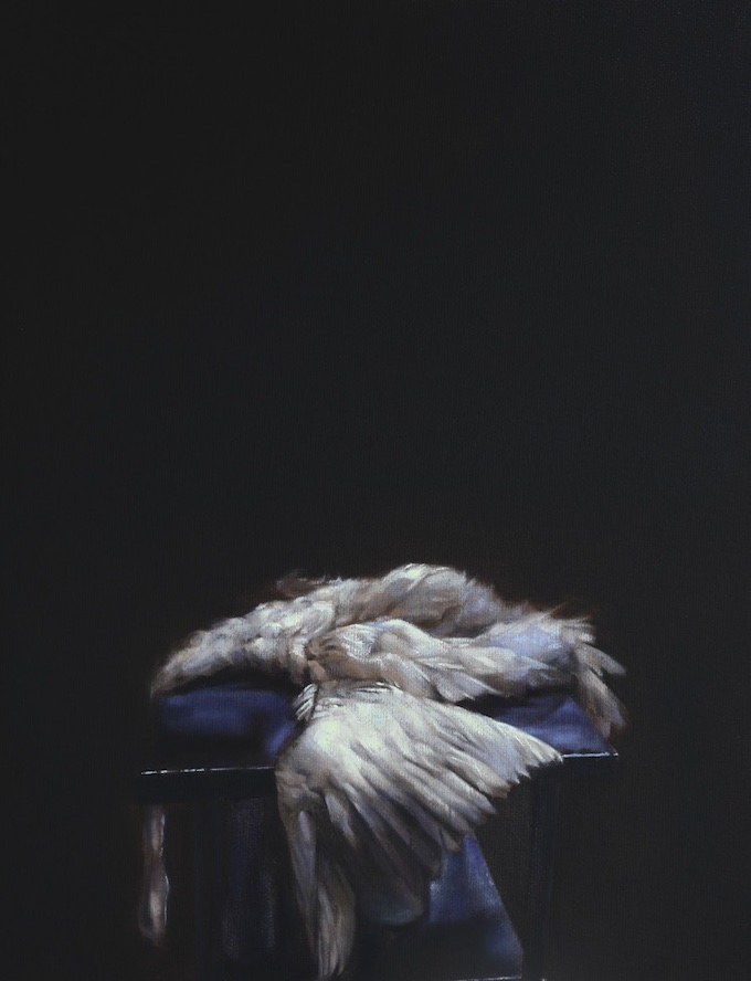 Lara Bloy, Leda, 2021, Huile sur toile, 40 x 30 cm.