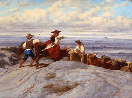 Emile Loubon Le retour du marché aux bestiaux, 1851 Huile sur toile, 65,5 x 100 cm Collection Fondation Regards de Provence