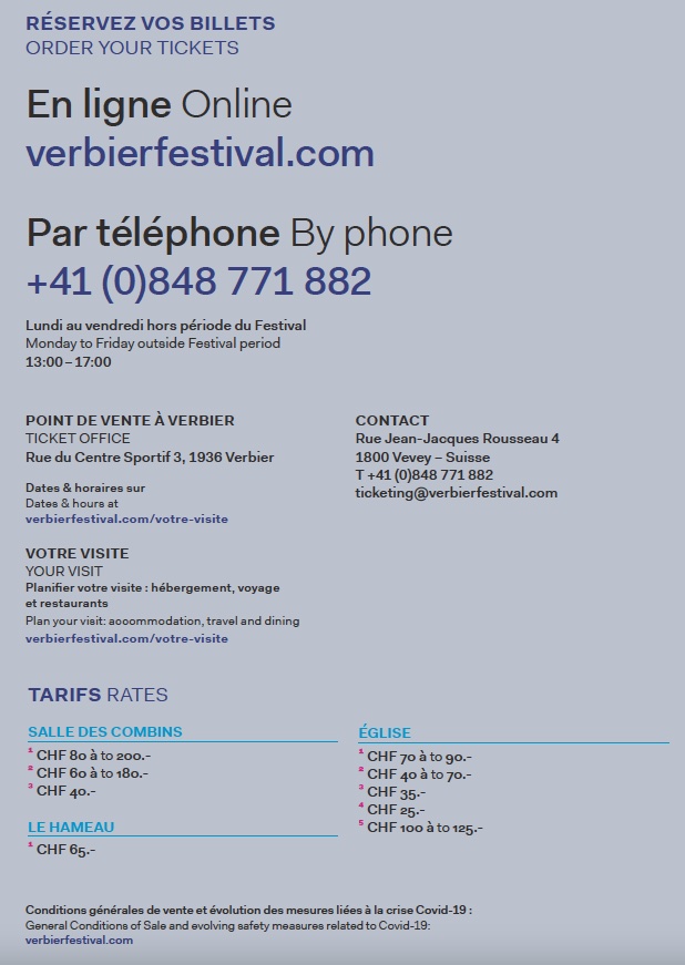 Verbier Festival / La 29e édition aura lieu du 15 au 31 juillet 2022