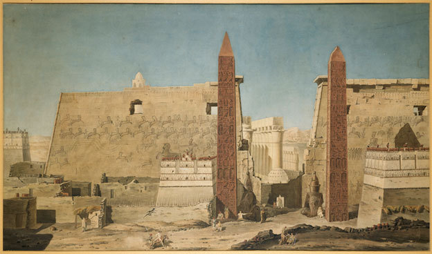 Façade du temple de Louxor, vers 1800, aquarelle. François-Charles Cécile (1766-1840). © RMN-Grand Palais (musée du Louvre)/Les frères Chuzeville