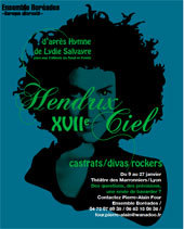 Hendrix-XVIIe-Ciel, avec l'Ensemble Boréades,Théâtre des Marronniers, Lyon, du 9 au 27 janvier 2014
